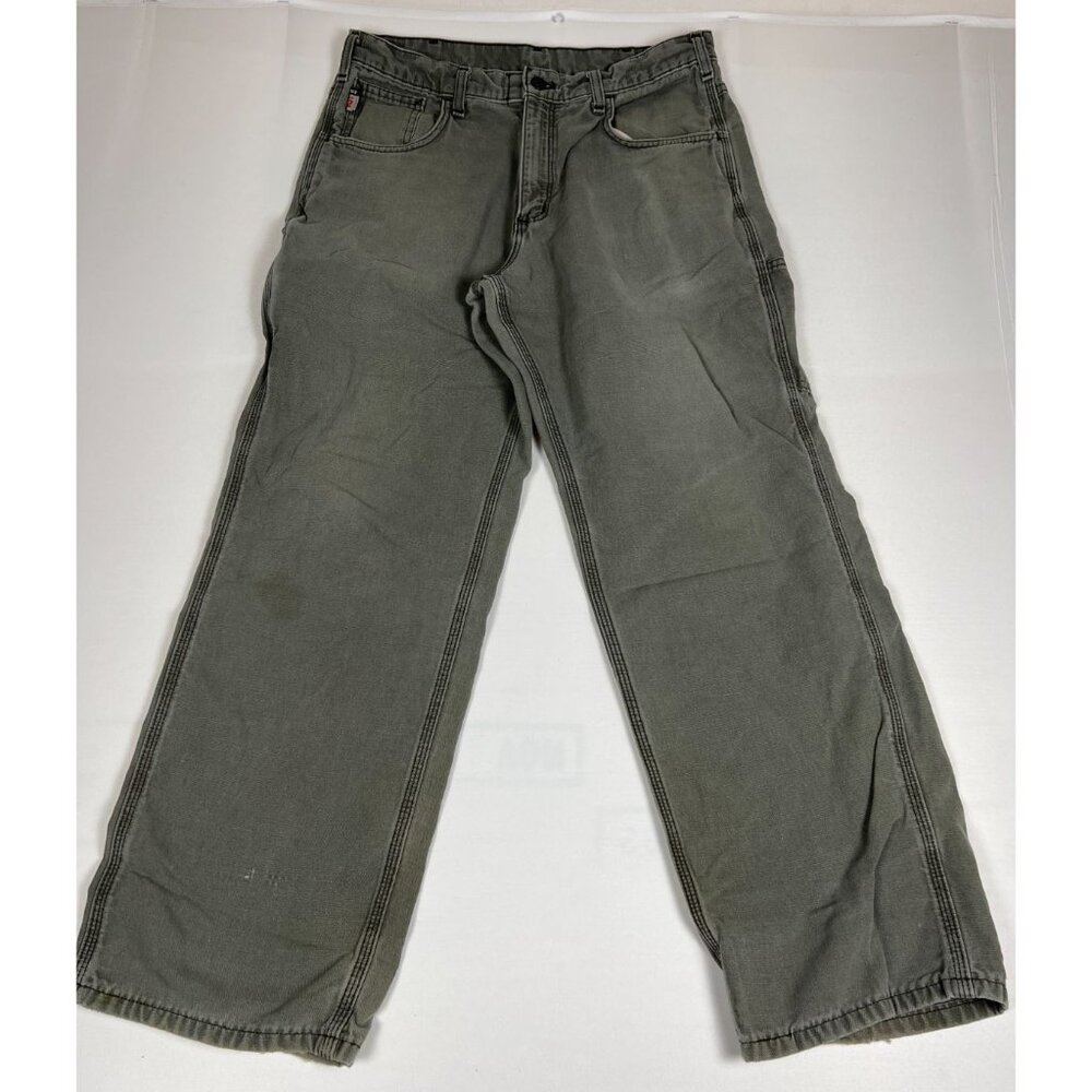 Carhartt Men 34x30 FRB159-MOSS Flame Resistant Canvas Work Pants